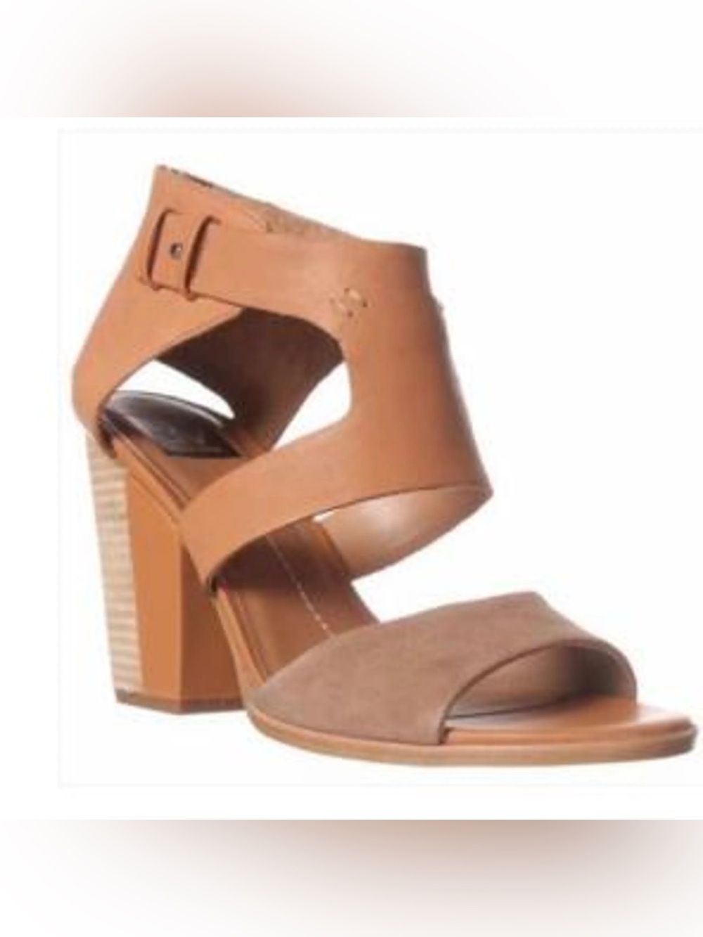 DV by Dolce Vita NIB Parissa Sandals Suede Taupe/Honey Suede Leather Block Heel